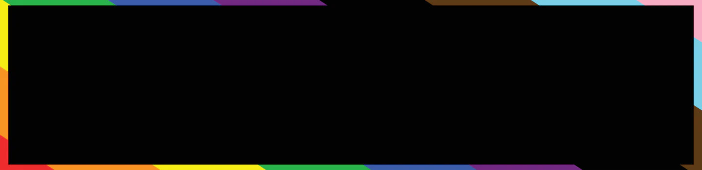 Rainbow banner around black box