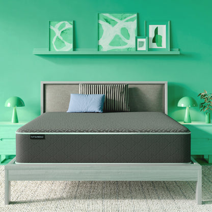 Tuft and Needle Original Hybrid Mattress II in a green bedroom