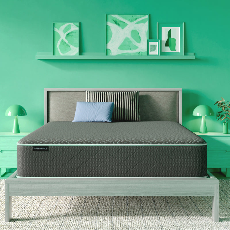 Tuft and Needle Original Hybrid Mattress II in a green bedroom