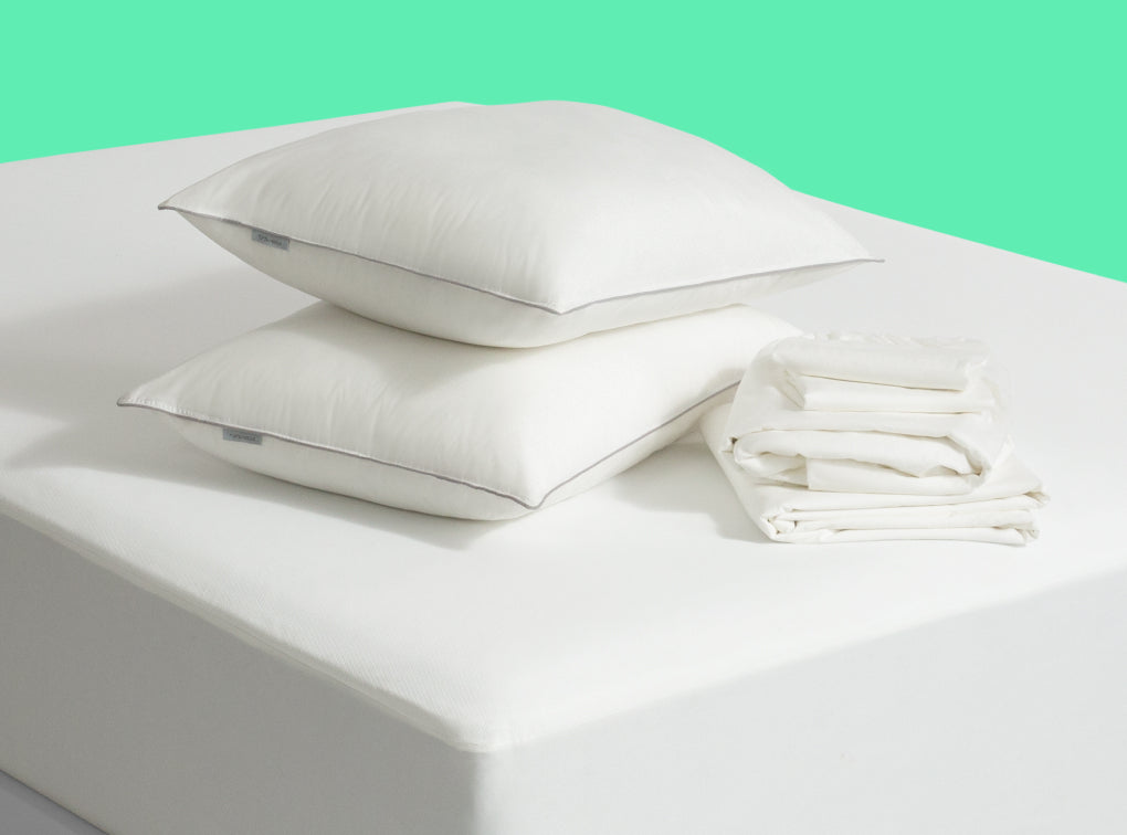 Tuft and needle bedding bundle with sheet set and mattress protector
