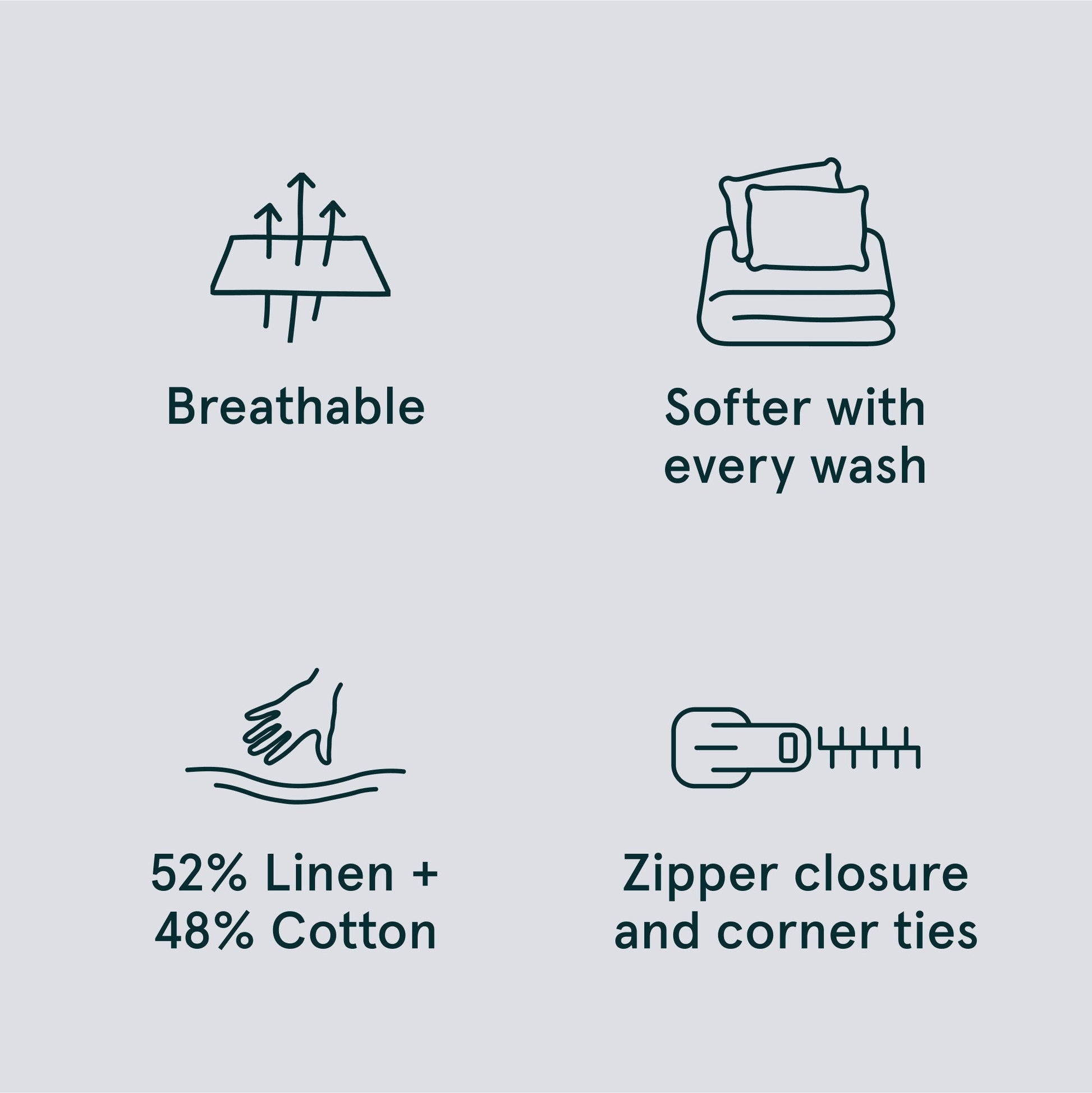 The Tuft and Needle Linen-Cotton Blend Duvet Set, benefit details  || color: Cloud
