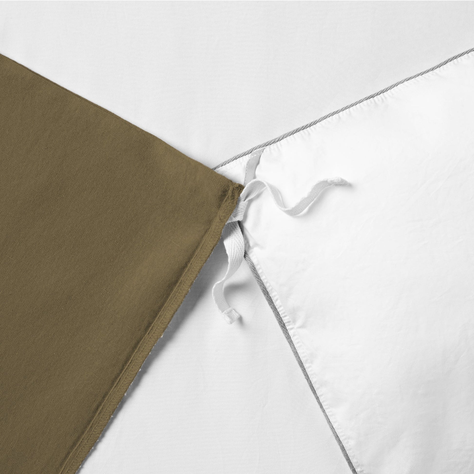 The Tuft and Needle Linen-Cotton Blend Duvet Set, duvet tie || color: Martini Olive
