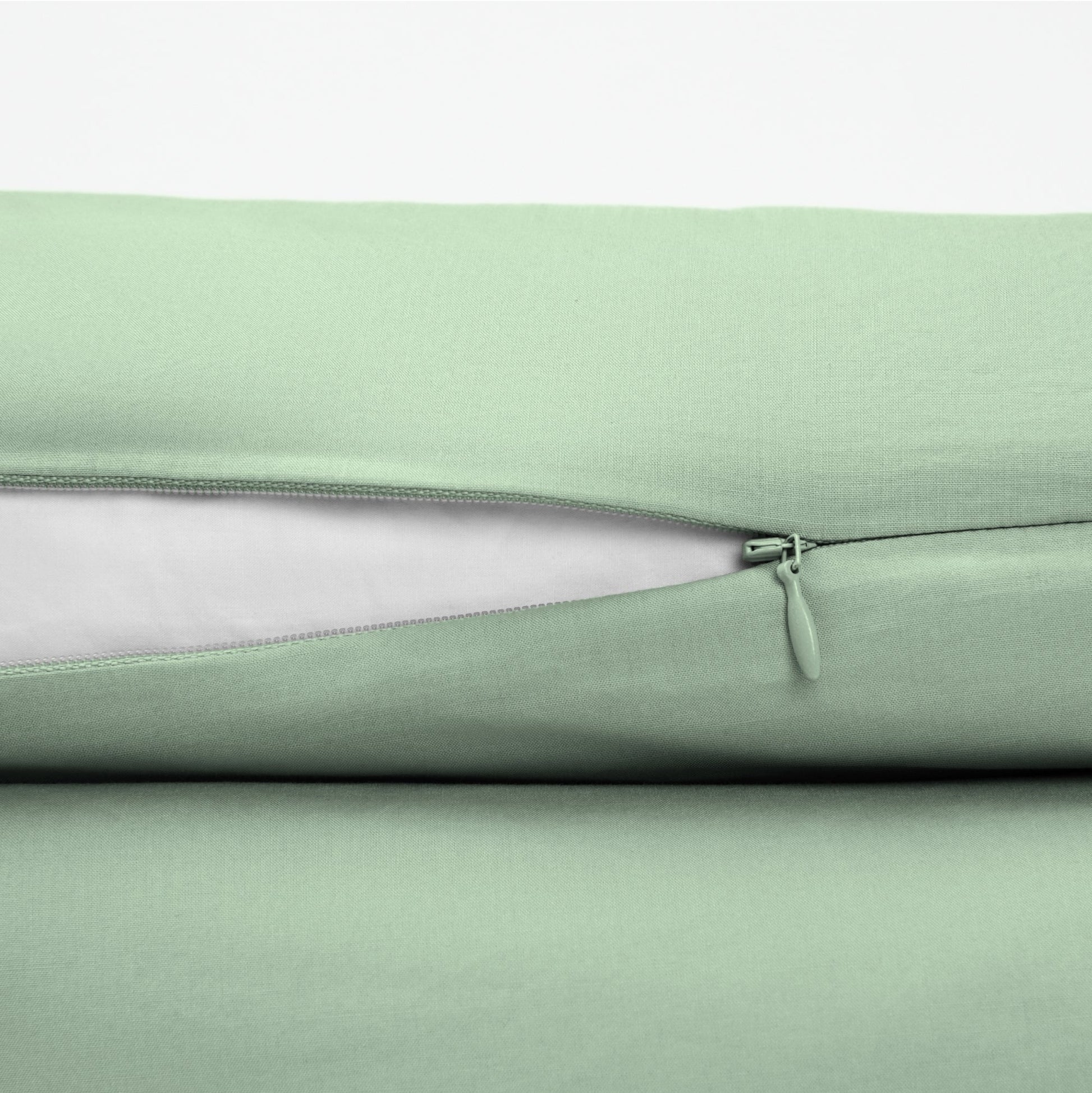 The Tuft and Needle Classic Percale Duvet Set, zipper closure on the side of the pillow || color: Sage
